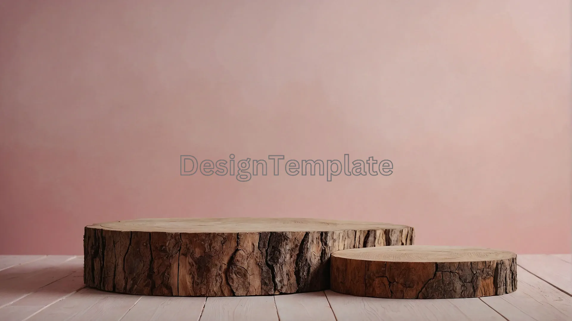Wooden Podium Pieces with Pink Pastel Background Photo PNG